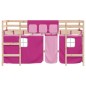 vidaXL Letto a Soppalco con Tende Bambini Rosa 90x190 cm Massello Pino vidaXL Letto a Soppalco con Tende Bambini Rosa 90x190 cm Massello Pino