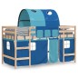 vidaXL Letto a Soppalco con Tunnel Bambini Blu 90x190cm Massello Pino vidaXL Letto a Soppalco con Tunnel Bambini Blu 90x190cm Massello Pino