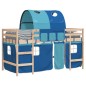 vidaXL Letto a Soppalco con Tunnel Bambini Blu 90x190cm Massello Pino vidaXL Letto a Soppalco con Tunnel Bambini Blu 90x190cm Massello Pino