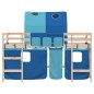 vidaXL Letto a Soppalco con Tunnel Bambini Blu 90x190cm Massello Pino vidaXL Letto a Soppalco con Tunnel Bambini Blu 90x190cm Massello Pino