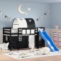 vidaXL Letto a Soppalco con Tunnel Bambini Bianco e Nero 90x190cm Pino vidaXL Letto a Soppalco con Tunnel Bambini Bianco e Nero 90x190cm Pino