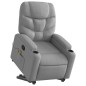 vidaXL Poltrona Alzapersona Massaggi Reclinabile Grigio Chiaro Tessuto