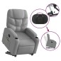 vidaXL Poltrona Alzapersona Massaggi Reclinabile Grigio Chiaro Tessuto