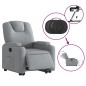 vidaXL Poltrona Reclinante Alzapersona Elettrica Grigio Chiaro Tessuto