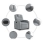 vidaXL Poltrona Reclinante Alzapersona Elettrica Grigio Chiaro Tessuto