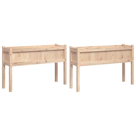 vidaXL Fioriere da Giardino 2 pz con Gambe in Legno Massello di Pino