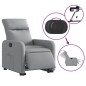 vidaXL Poltrona Reclinante Alzapersona Elettrica Grigio Chiaro Tessuto