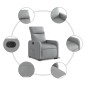 vidaXL Poltrona Reclinante Alzapersona Elettrica Grigio Chiaro Tessuto