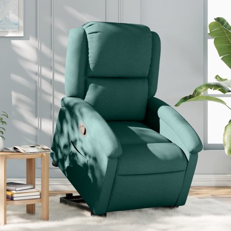 vidaXL Poltrona Alzapersona Reclinabile Verde Scuro in Tessuto