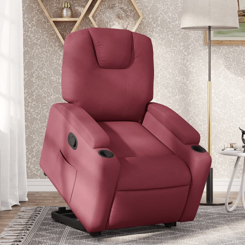 vidaXL Poltrona Alzapersona Reclinabile Rosso Vino in Tessuto