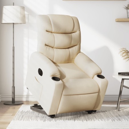 vidaXL Poltrona Alzapersona Reclinabile Elettrica Crema in Tessuto