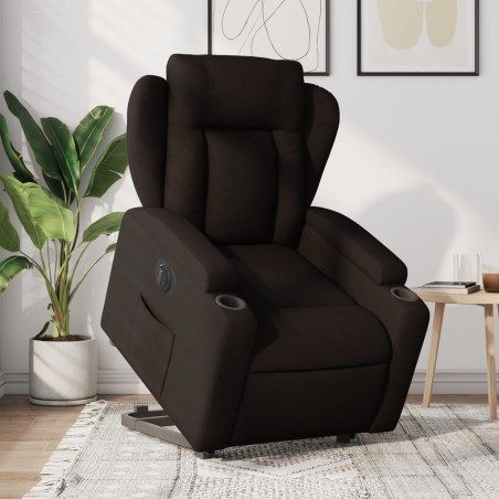 vidaXL Poltrona Alzapersona Reclinante Elettrica Marrone Scuro Tessuto