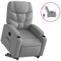 vidaXL Poltrona Reclinante Alzapersona Elettrica Grigio Chiaro Tessuto
