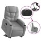 vidaXL Poltrona Reclinante Alzapersona Elettrica Grigio Chiaro Tessuto
