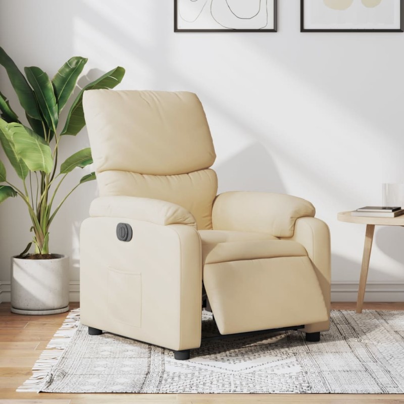 vidaXL Poltrona Elettrica Reclinabile Crema in Tessuto