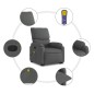 vidaXL Poltrona Alzapersona Massaggi Reclinabile Grigio Scuro Tessuto