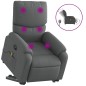 vidaXL Poltrona Alzapersona Massaggi Elettrica Grigio Scuro Tessuto
