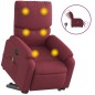 vidaXL Poltrona Alzapersona Massaggiante Elettrica Rosso Vino Tessuto