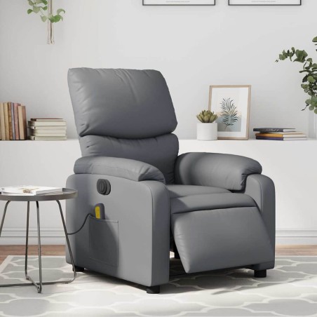 vidaXL Poltrona Massaggiante Elettrica Reclinabile Grigio Similpelle