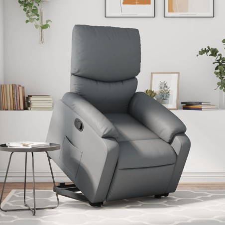 vidaXL Poltrona Alzapersona Reclinabile Grigio in Similpelle