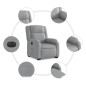 vidaXL Poltrona Reclinante Alzapersona Elettrica Grigio Chiaro Tessuto