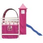 vidaXL Letto a Soppalco con Torre Bambini Rosa 80x200cm Massello Pino