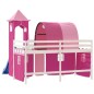 vidaXL Letto a Soppalco con Torre Bambini Rosa 80x200cm Massello Pino