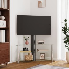 vidaXL Supporto TV Angolare 3 Livelli per 32-70 Pollici Nero e Argento