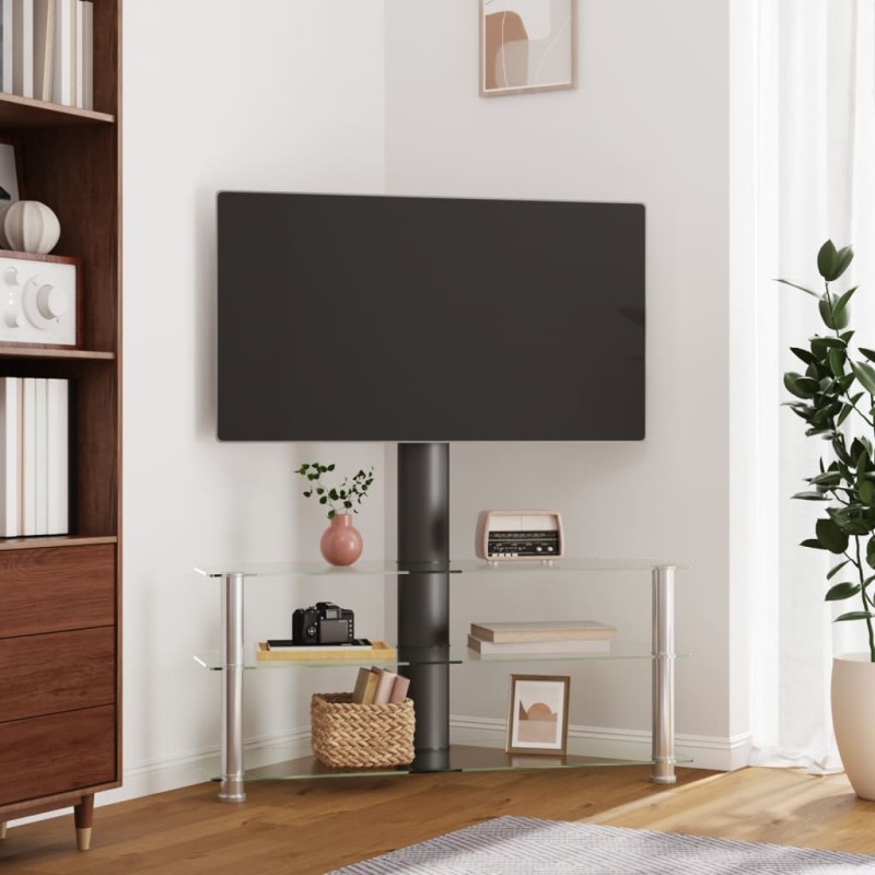 vidaXL Supporto TV Angolare 3 Livelli per 32-70 Pollici Nero e Argento vidaXL Supporto TV Angolare 3 Livelli per 32-70 Pollici Nero e Argento