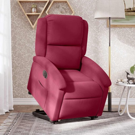vidaXL Poltrona Alzapersona Reclinabile Elettrica Rosso Vino Velluto