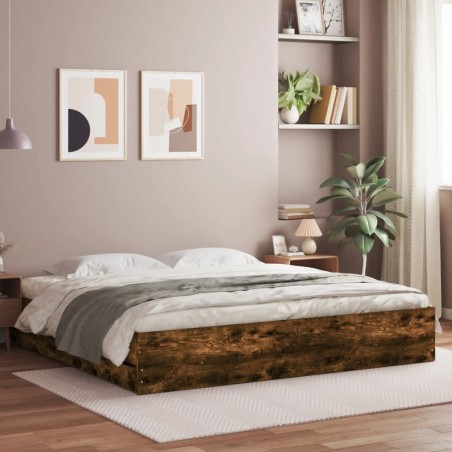 vidaXL Giroletto con Cassetti Rovere Fumo 200x200 cm Legno Multistrato
