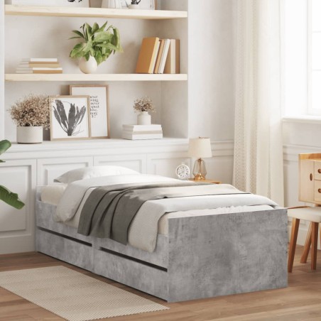 vidaXL Giroletto con Cassetti Grigio Cemento 100x200 cm