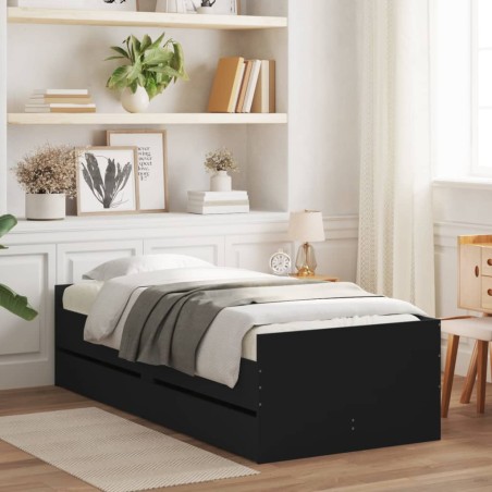 vidaXL Giroletto con Cassetti Nero 90x190 cm