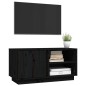 Mobile Porta TV Nera 80x35x40,5 cm in Legno Massello di Pino