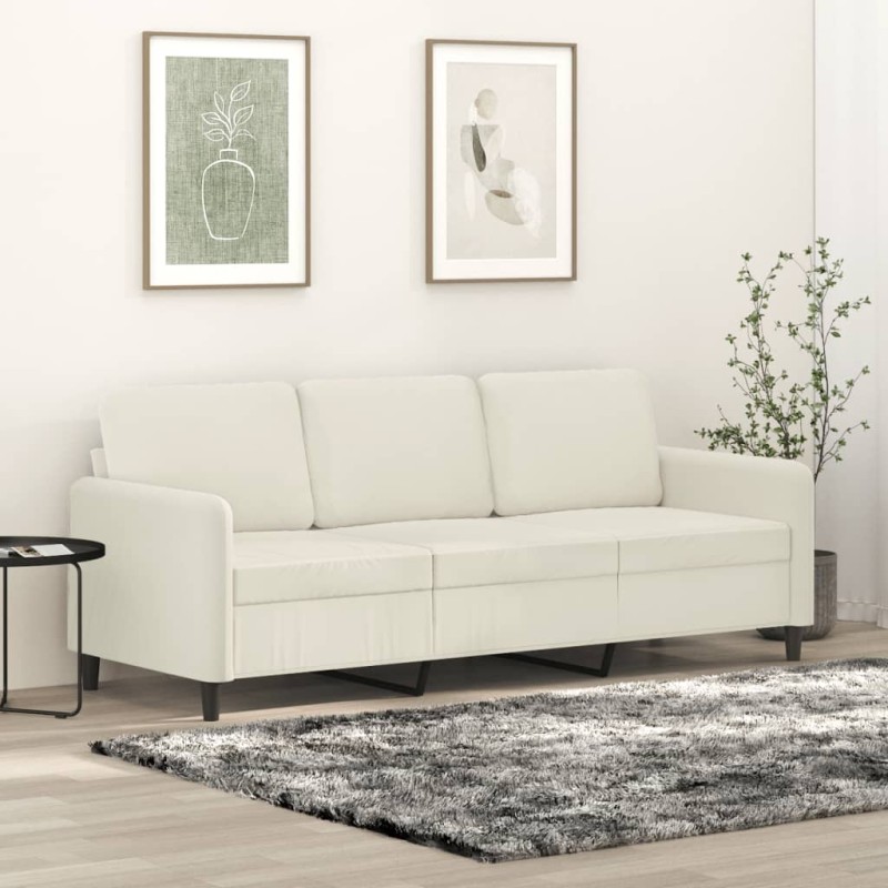 vidaXL Divano a 3 Posti Crema 180 cm in Velluto vidaXL Divano a 3 Posti Crema 180 cm in Velluto