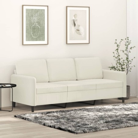 vidaXL Divano a 3 Posti Crema 180 cm in Velluto