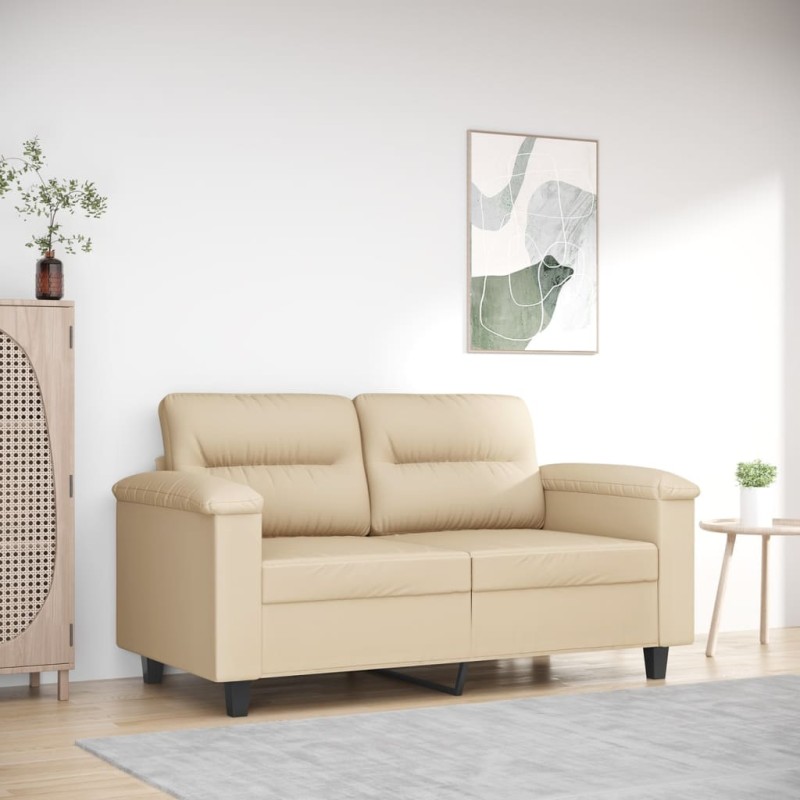 vidaXL Divano a 2 Posti Crema 120 cm in Tessuto Microfibra vidaXL Divano a 2 Posti Crema 120 cm in Tessuto Microfibra