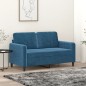 vidaXL Divano a 2 Posti Blu 120 cm in Velluto