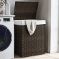 vidaXL Cesto Biancheria Coperchio Marrone Scuro 46x33x60 cm Polyrattan vidaXL Cesto Biancheria Coperchio Marrone Scuro 46x33x60 cm Polyrattan