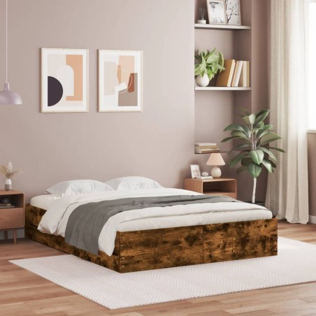 vidaXL Giroletto con Cassetti Rovere Fumo 140x200 cm Legno Multistrato