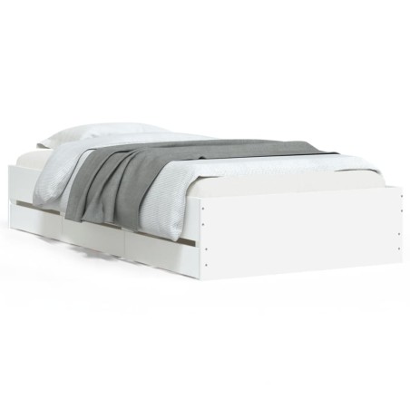 vidaXL Giroletto con Cassetti Bianco 90x200 cm in Legno Multistrato