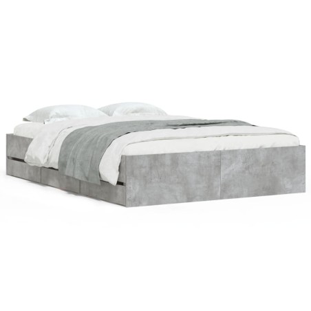 vidaXL Giroletto Cassetti Grigio Cemento 120x190 cm Legno Multistrato