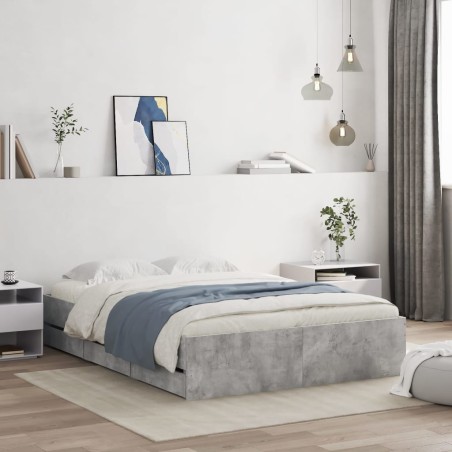vidaXL Giroletto Cassetti Grigio Cemento 135x190 cm Legno Multistrato