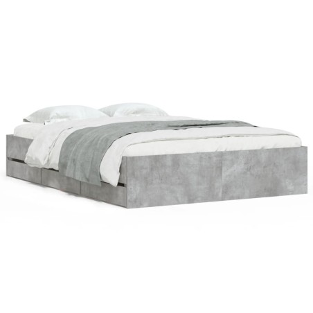vidaXL Giroletto Cassetti Grigio Cemento 135x190 cm Legno Multistrato