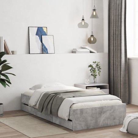 vidaXL Giroletto Cassetti Grigio Cemento 75x190 cm Legno Multistrato