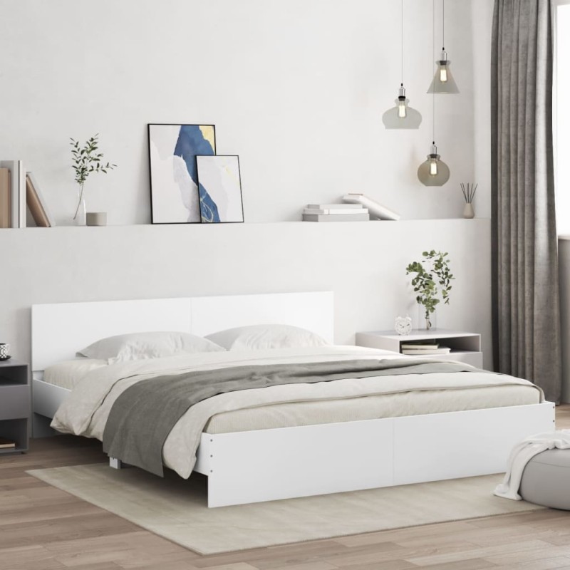 vidaXL Giroletto con Testiera Bianco 160x200 cm vidaXL Giroletto con Testiera Bianco 160x200 cm