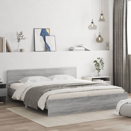 vidaXL Giroletto con Testiera Grigio Sonoma 160x200 cm