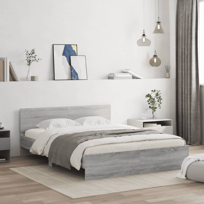 vidaXL Giroletto con Testiera Grigio Sonoma 140x200 cm
