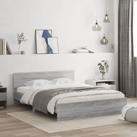 vidaXL Giroletto con Testiera Grigio Sonoma 140x200 cm