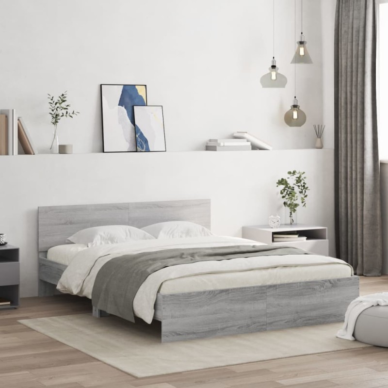 vidaXL Giroletto con Testiera Grigio Sonoma 150x200 cm vidaXL Giroletto con Testiera Grigio Sonoma 150x200 cm